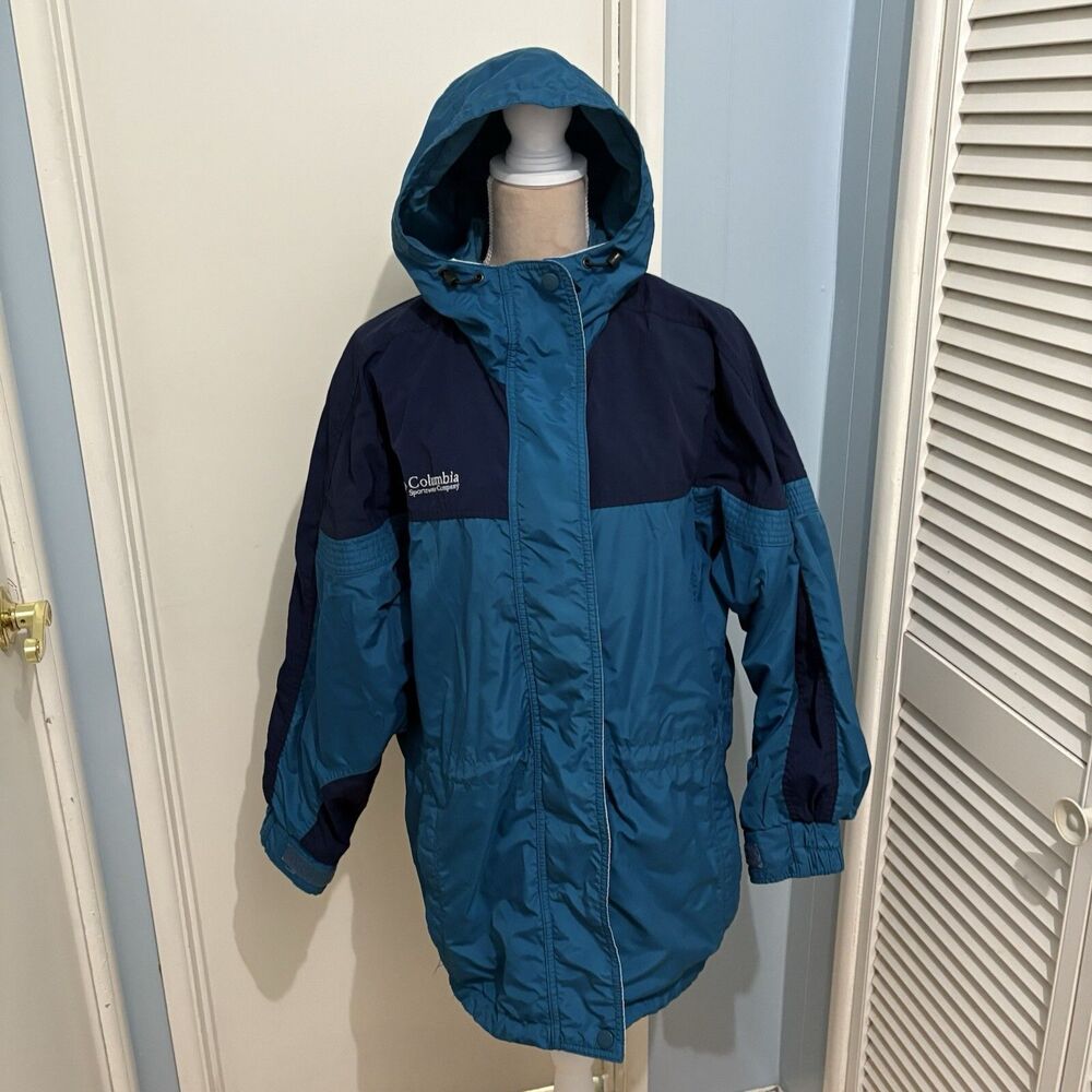 Columbia Coat Women’s Size M Teal Navy Vintage Color Block Parka Hood (2 Pieces)